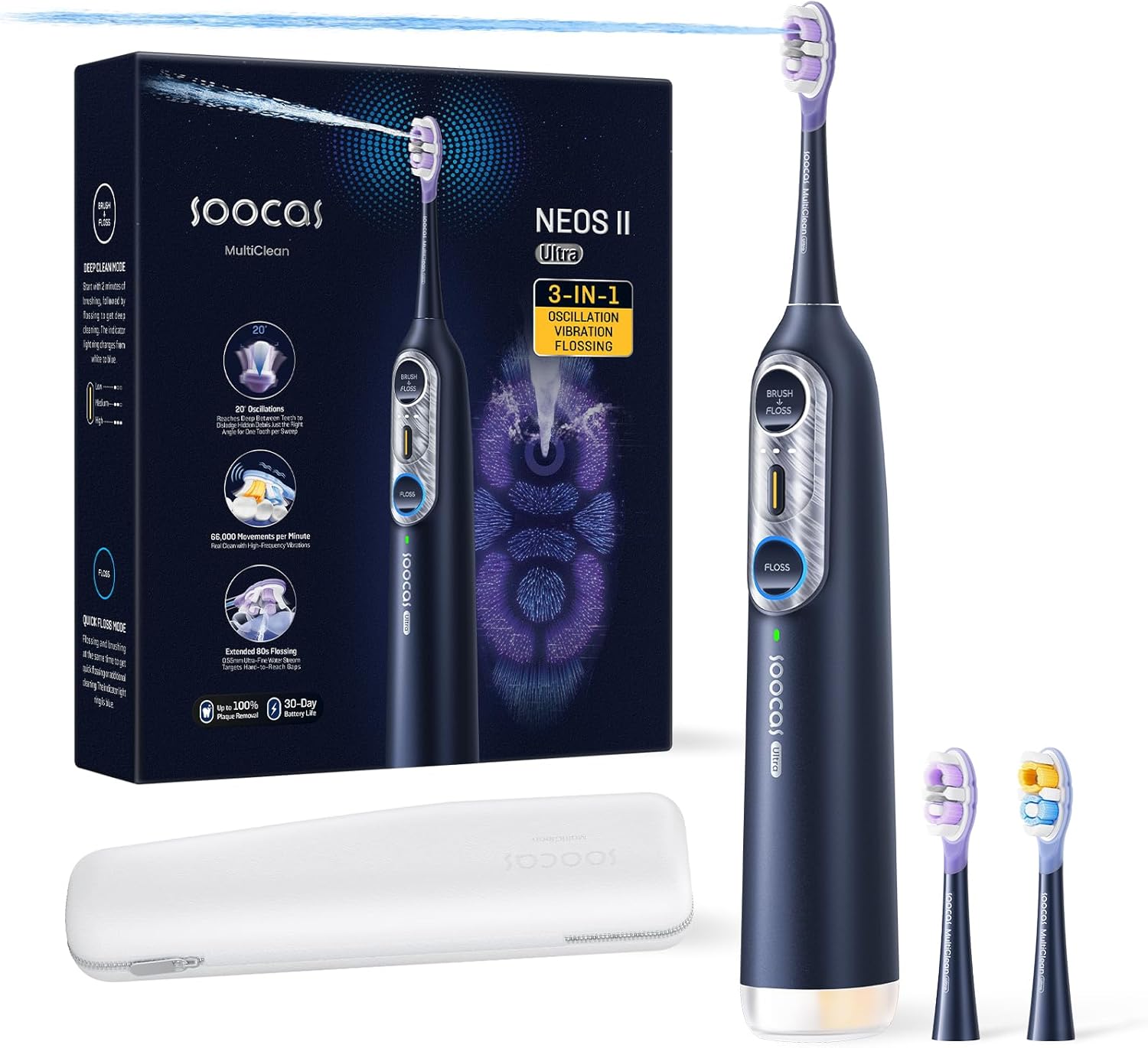 Shop Soocas NEOS II Ultra | 3-in-1: Floss, Vibrate & Oscillate